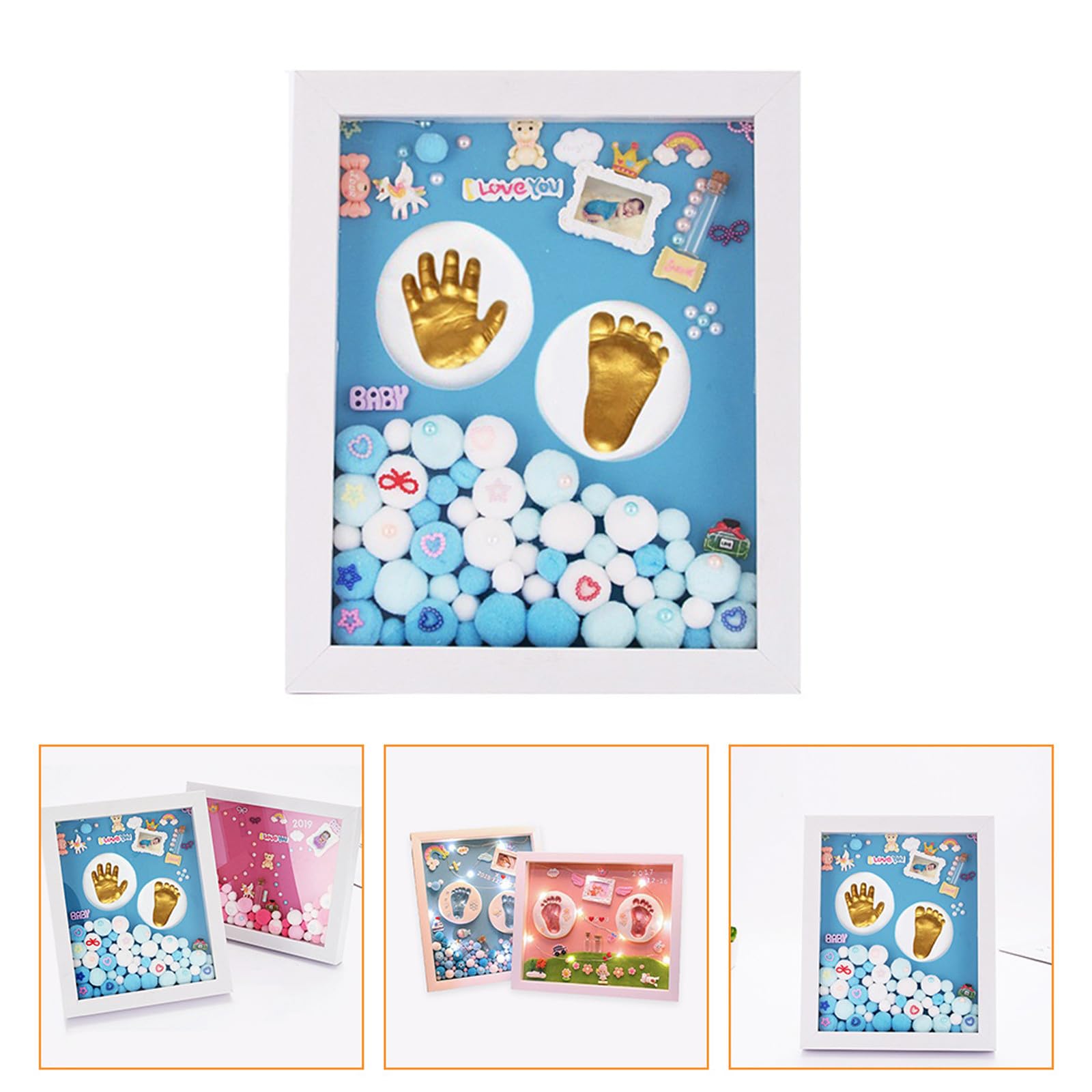 Vaguelly Set Kit Impronta Mani e Piedi Ragazzo Ragazza Cornice Acrilica Oro, Regalo Nascita Bimbo per Battesimo e Ricordo Memorabile