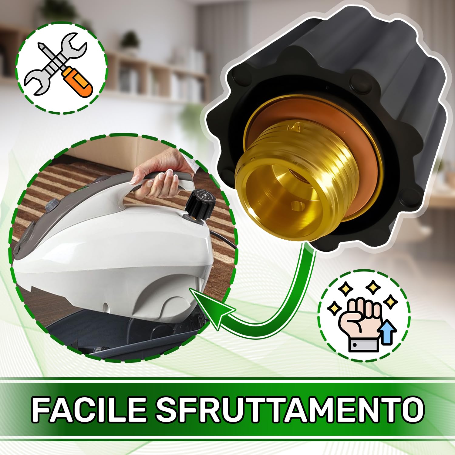 ONIX TECH Tappo per Polti Vaporella o per Polti Vaporetta - Taratura 4,5 Bar - Filettatura Maschio da 1/2" - Completo di Guarnizione - Garanzia di 5 Anni