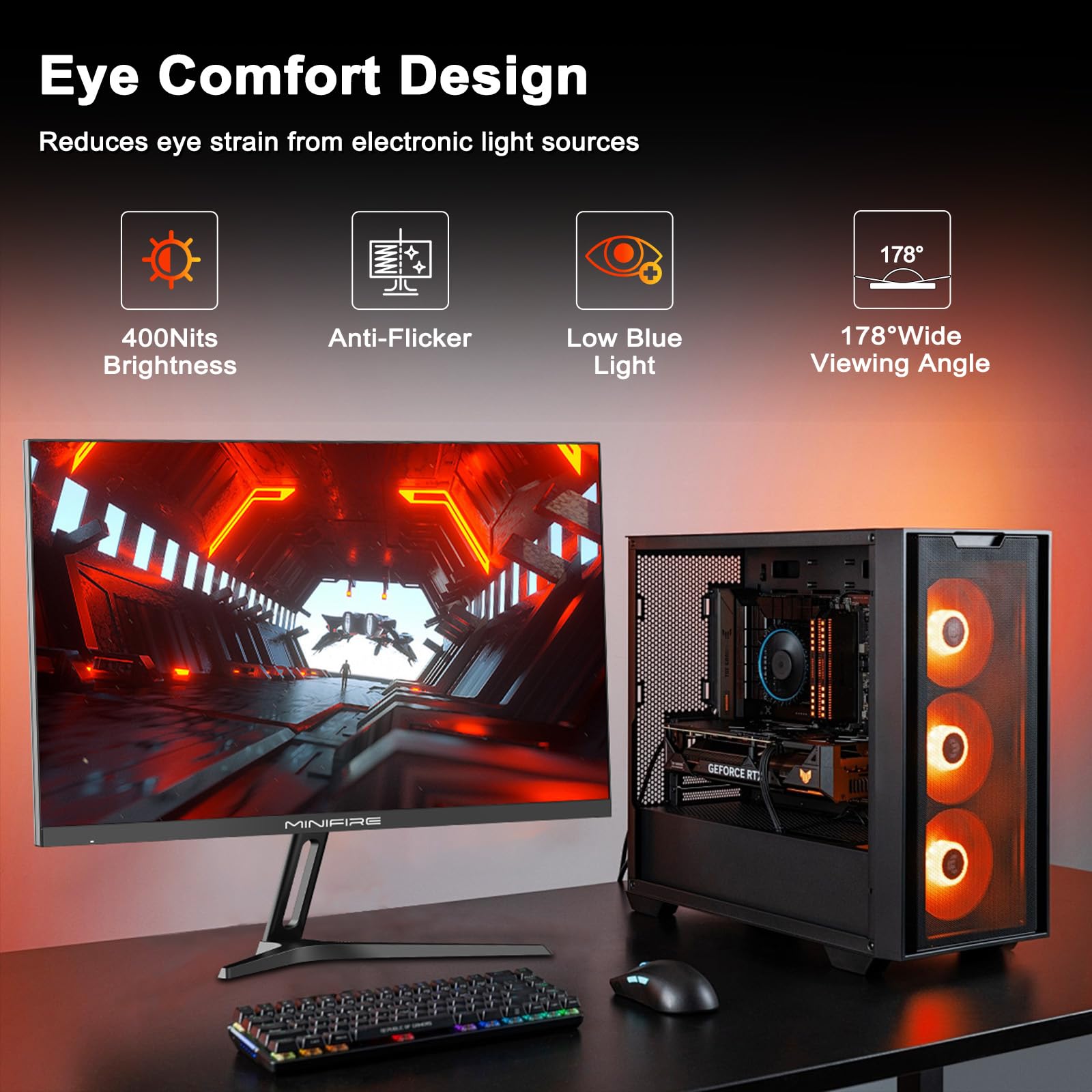 Minifire Gaming Monitor 27 Zoll - WQHD,180 Hz, 1ms | HDR, AMD