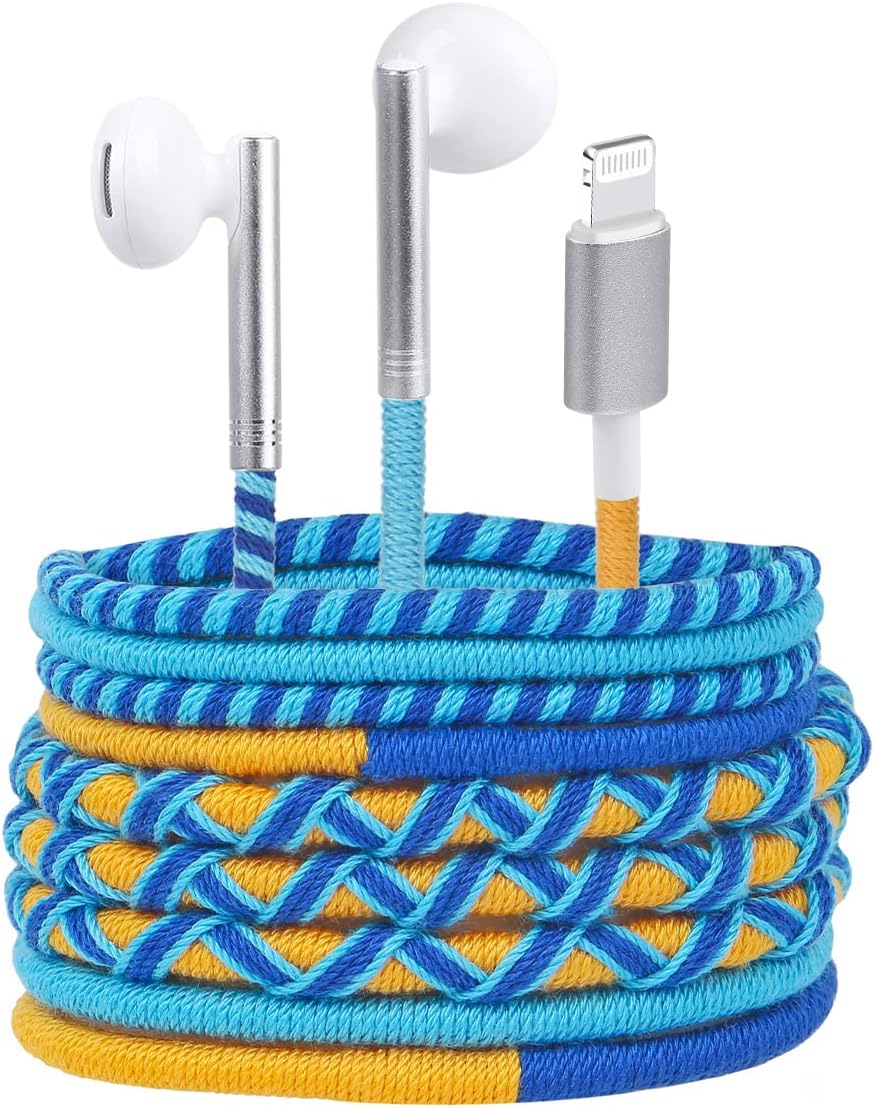 URIZONS Lighting Wired Earbuds in ear - Fun Bohemian Headphones with Microphone Fabric Braided Wrapped for iphone 7/8/10/11/12/13/macbook/ipad