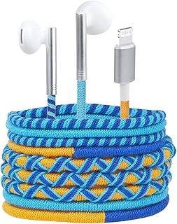 URIZONS Rope Braided Earphones with Mic, Kids Earbuds, in-Ear Lighting Headphones,Tangle-Free Cord Wrapped for iPhone 7, 8,11,12.13,XR MAX