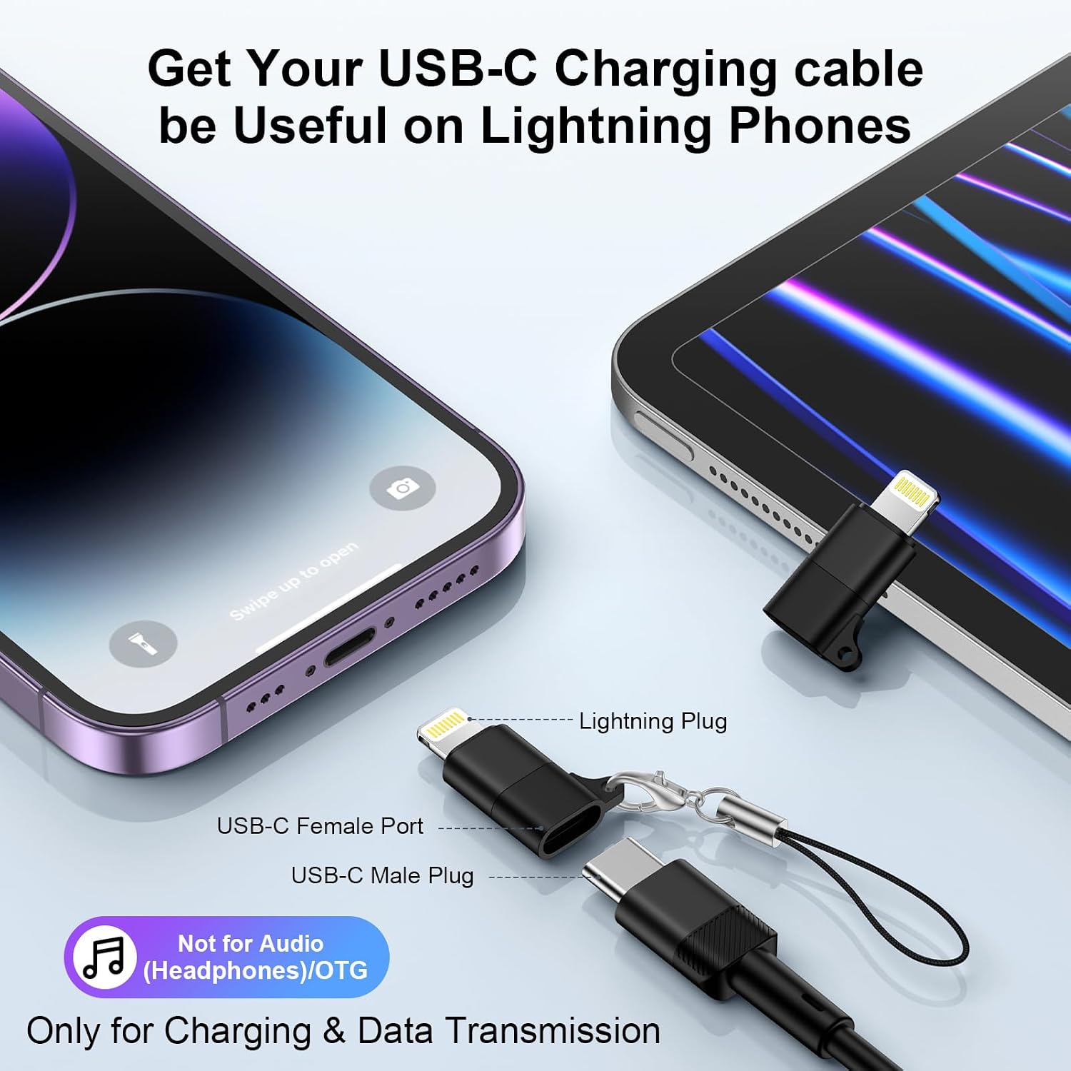4 Pack USB C to Lightning Adapter for iPhone 14/13/12/11/X/XR/XS Max/SE/8/7/6,AirPods, [Apple MFi Certified] Lightning to USB Type C Adapter Cable Adaptor PD Fast Charging +Data Sync,NOT for Audio/OTG