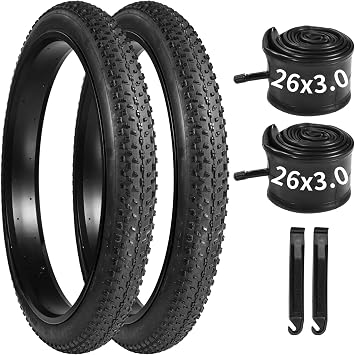 26 x 3.0 Fat Bike Tire Set 26" Folding Bicycle Tires 26 x 3.0 Bicycle Tube with Levers Fat Tire for Mountain Bike, Bicycle Use, Urban Street, Beach Riding, Light Off-Road Trail