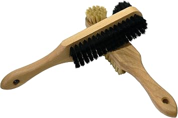 Applicator & Shine Shoe Brush Set - Shining Polish and Buff - Perfect Clean to All Material Footwear - Real Classic Horse Hair with Traditional Genuine Hard Wood - Made in Germany