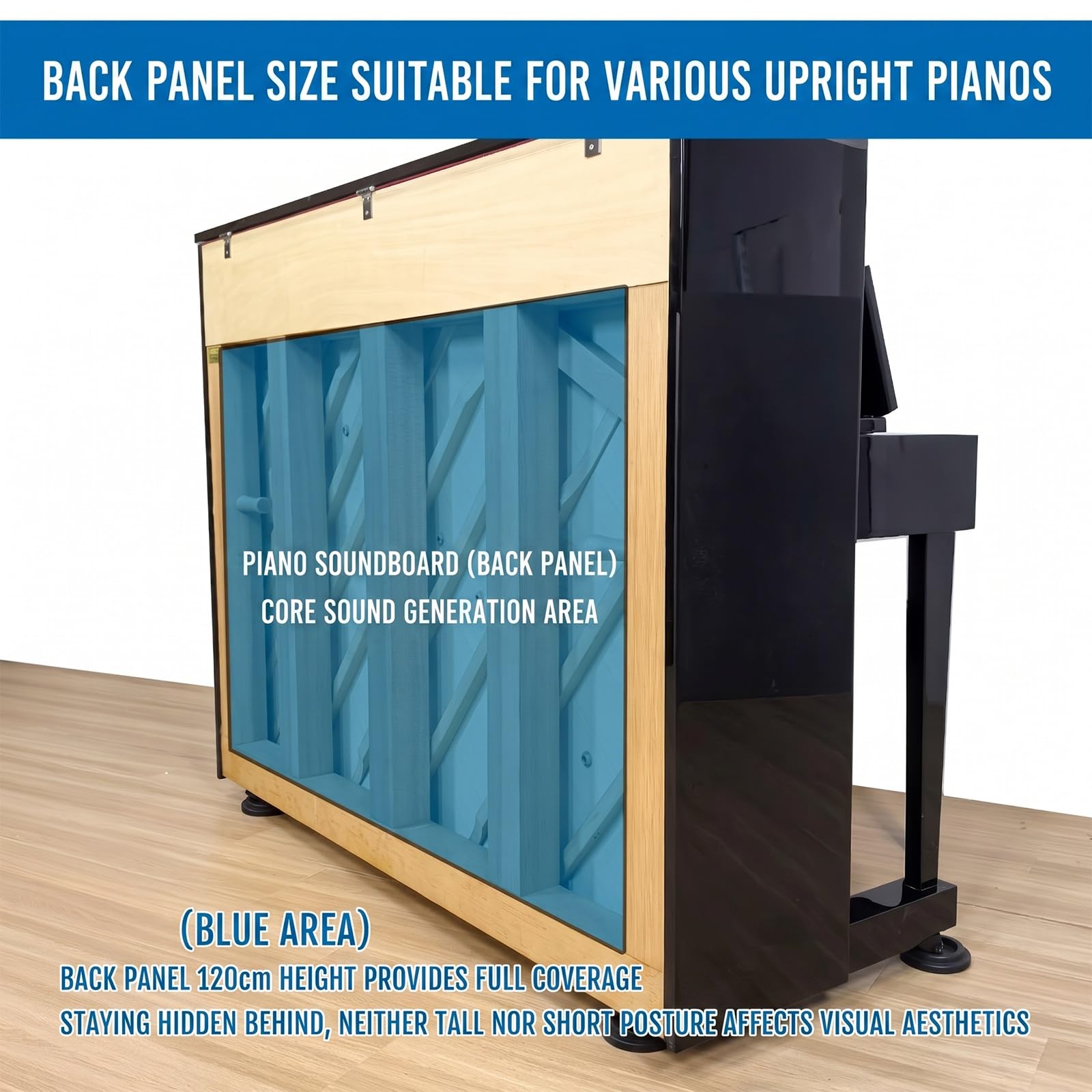 Pannello fonoassorbente posteriore per pianoforte verticale, assorbitore di suono per il retro del pianoforte, pannello isolante leggero e ammortizzante, disponibile in 3 materiali(Fabric)