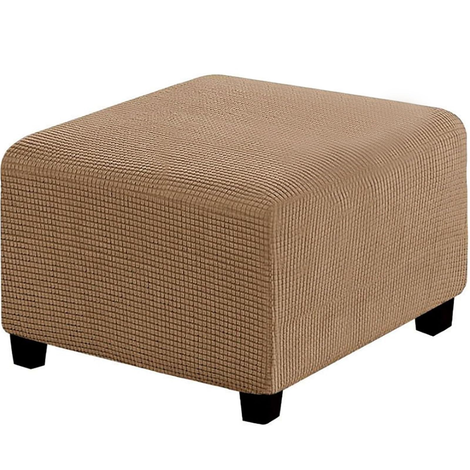 Fundas otomanas gruesas de jacquard, elásticas, suaves, extraíbles, antideslizantes, cuadradas, lavables, plegables, con parte inferior elástica, color caqui