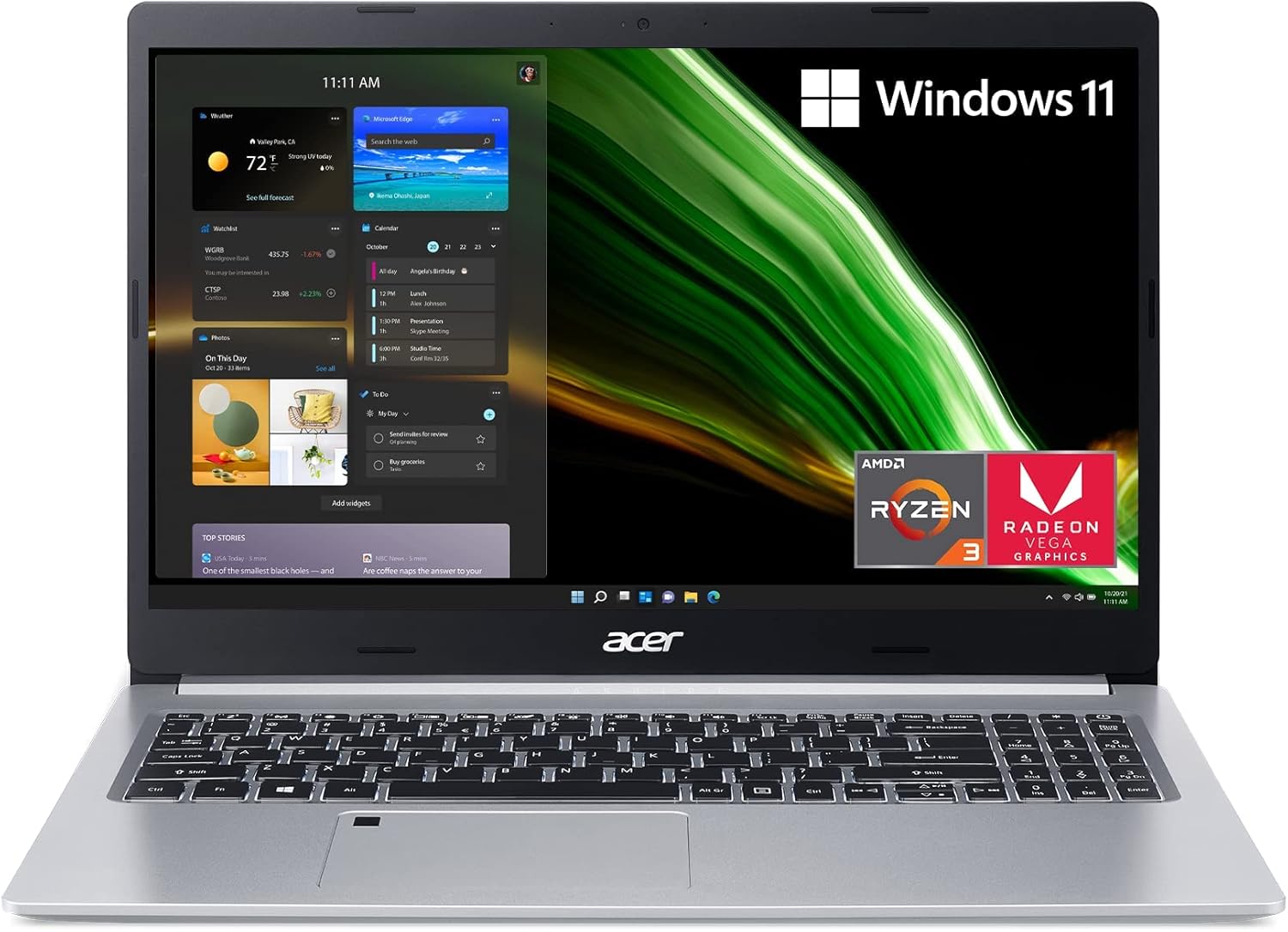 2023 Newest Acer Aspire 5 Laptop, 15.6" FHD IPS Display, AMD Ryzen 3 3350U Processor, 8GB DDR4 RAM, 256GB PCIe SSD, WiFi6, Backlit Keyboard, Fingerprint Reader, Amazon Alexa, Windows 11 Home in S mode