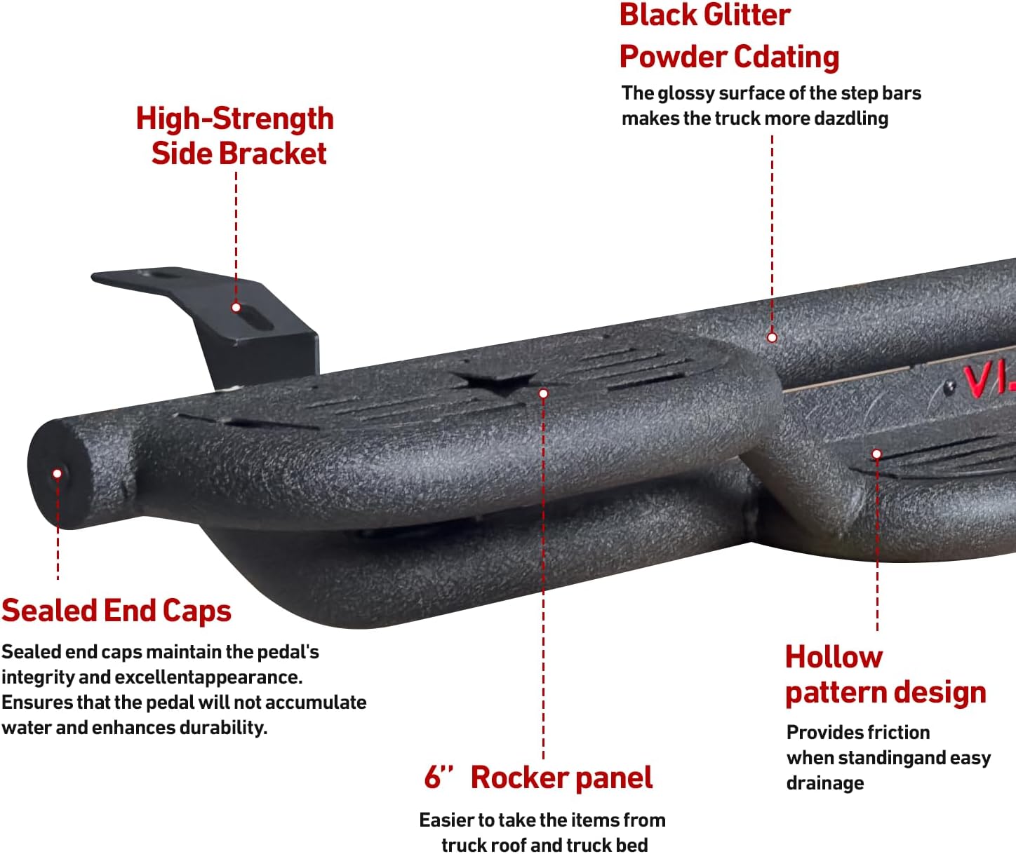 Steel Running Board for 2005-2023 Toyota Tacoma Double Cab/Crew Cab(4 Full-Size Doors) Nerf Bar&Side Step