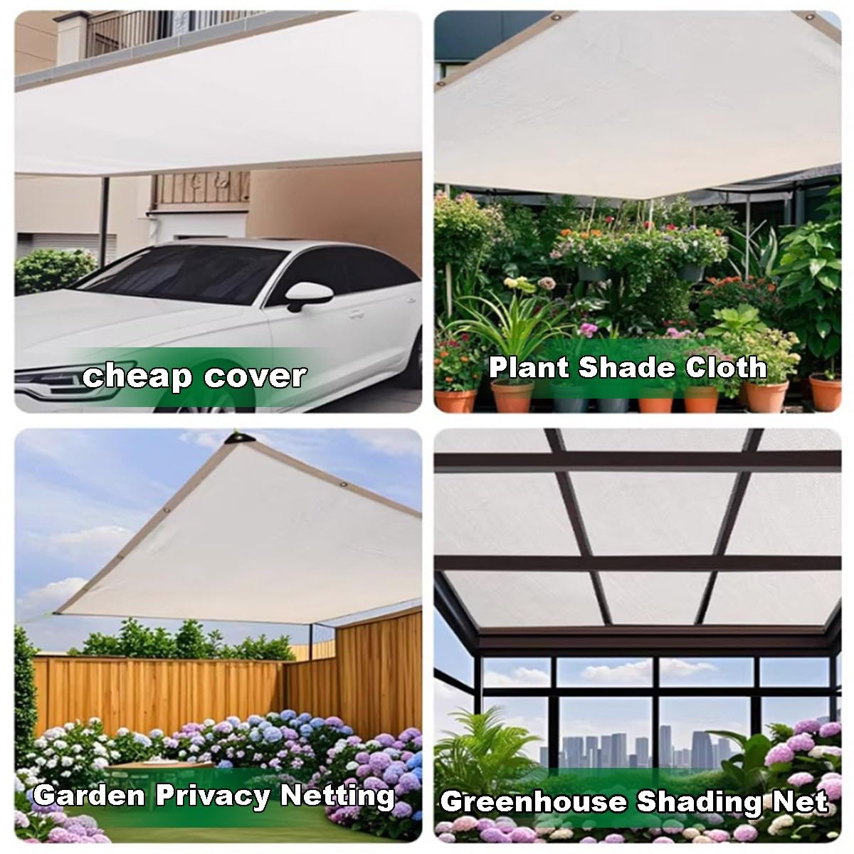 Red de Sombra con Ojales 50% Protección Solar UV - Tela de Sombreado HDPE | Toldo Vela de Sombra, Malla Sombreadora, Tela de Sombra, para Jardín Invernadero, Impermeable Terraza(4.0m x 6m)