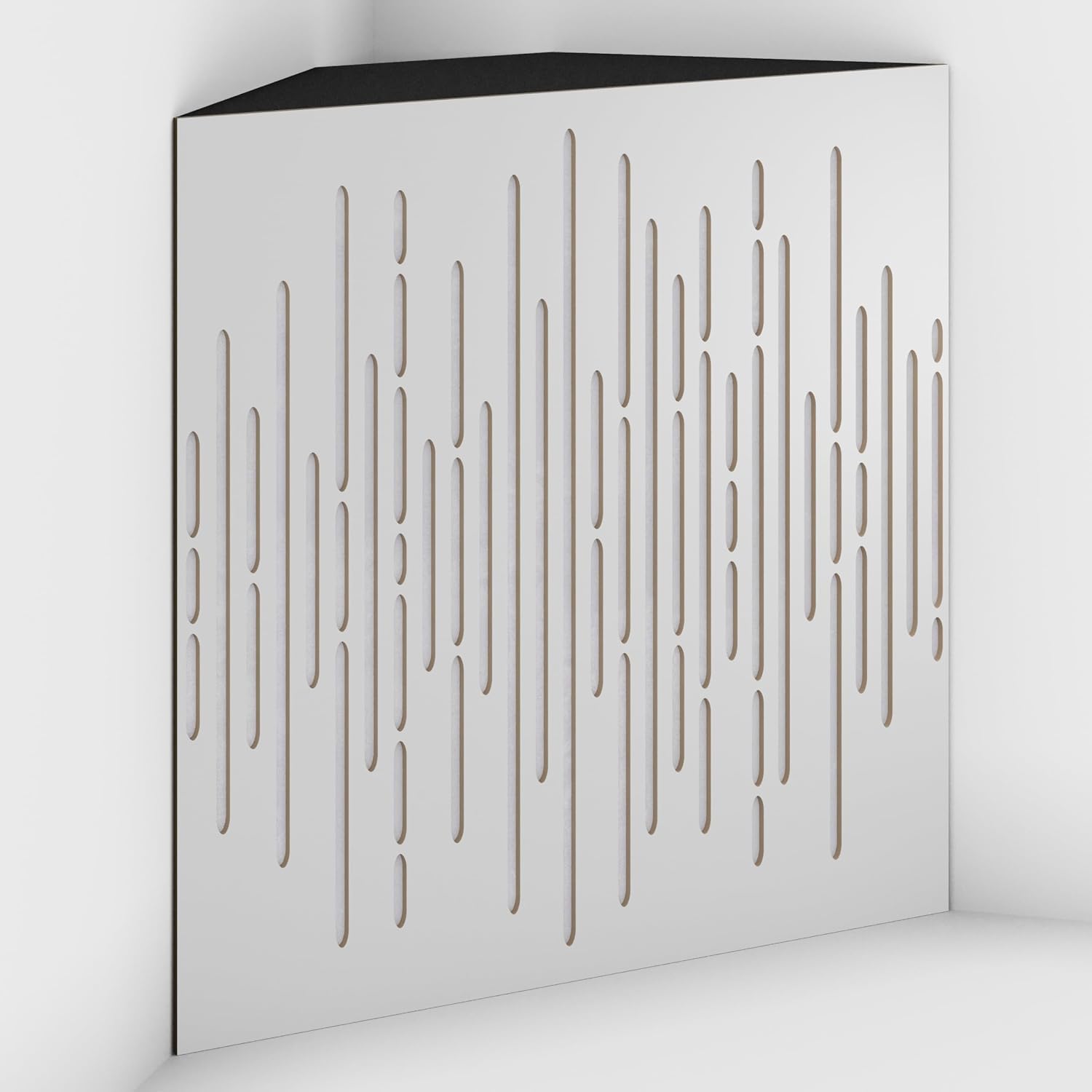 2 Pack — Acoustic Bass Trap "WAVE-F" with Velvet Fabric for mount in corner under the ceiling | Recording Studio Treatments | Size: 50x50x10cm (White-White, WAVE-100mm)