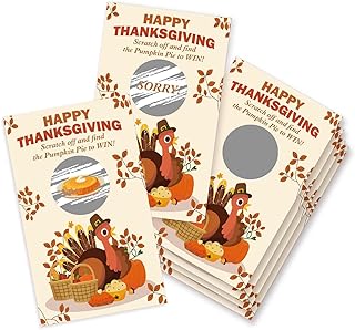 Thanksgiving Scratch off Cards, 50 PCS Turkey Scratch off Stickers for Date Night Family Party Activity, Fall Raffle Tickets for Birthday Baby Shower Bridal Shower - A02