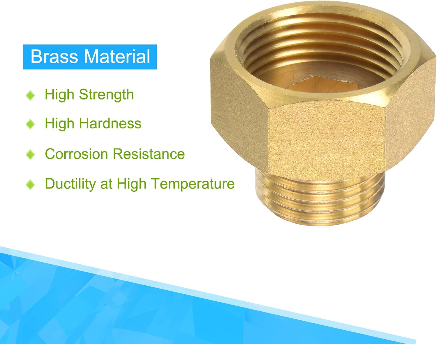 MECCANIXITY Brass Pipe Fitting Water Meter Coupling G3/4 Female x G1/2 Male Thread Hex Connector Adapter 26.5mm Length Pack of 2