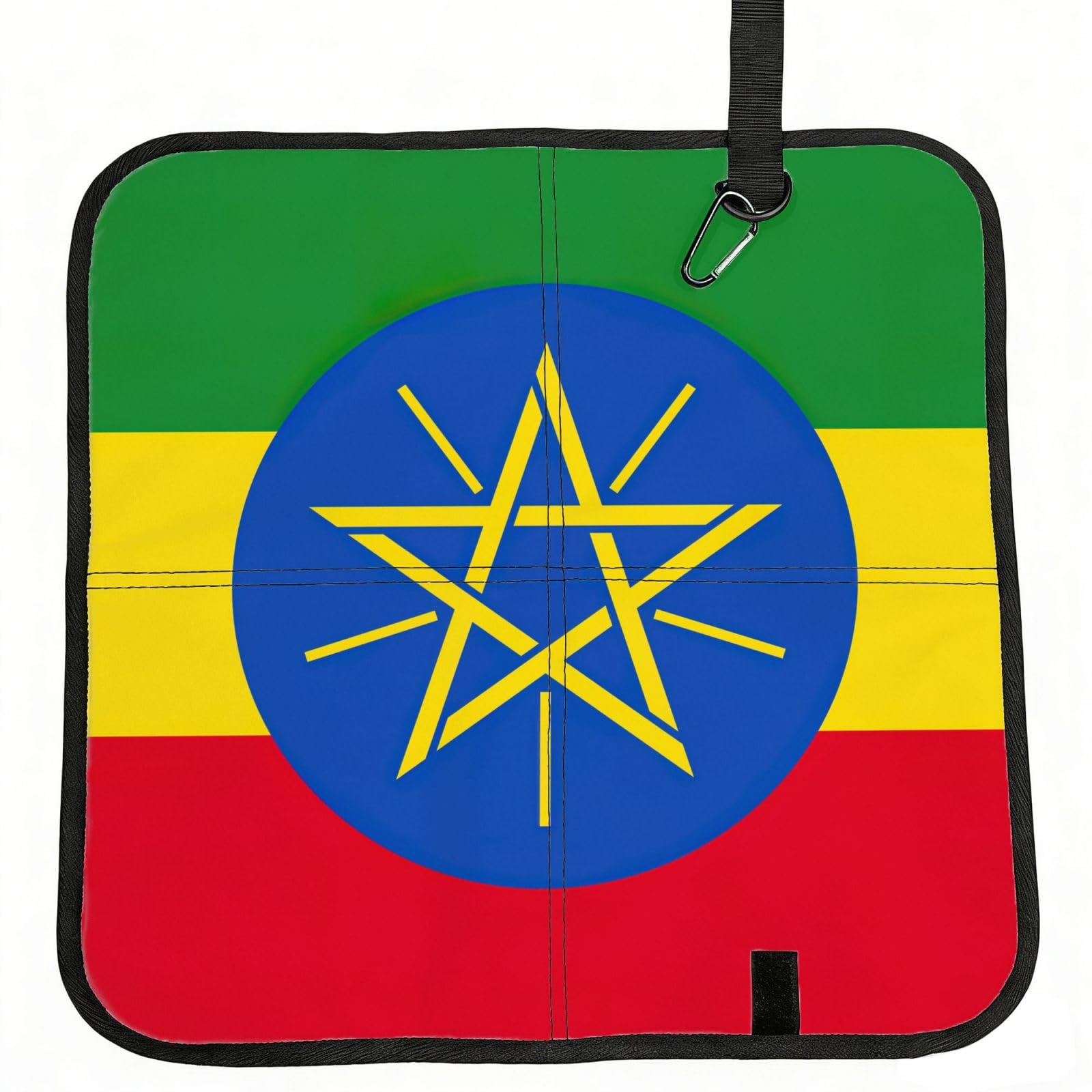 bghdfa Flag Of Ethiopia Print Outdoor Sitting Mat Waterproof Oxford Cloth Seat Cushion Folding Foam Camping Seat For Picnic