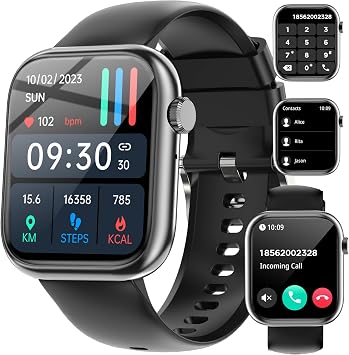 Smart Watches for Men Women with Bluetooth Calls,7 Days Battery,1.83" Fitness Tracker with HR/Sleep/BP Monitor,110+ Sports IP68 Activity Trackers Watch for Android Phones Black