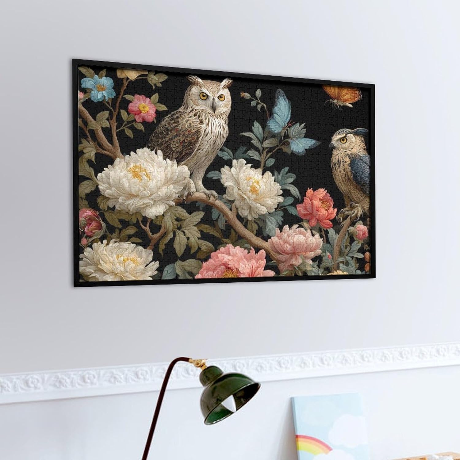Charming Owl Flowers Puzzles for Adults 1000 PCS Wooden Jigsaw Puzzle Wall Decor Christmas