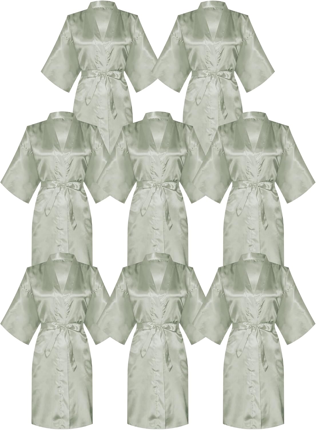 8 Pcs Bridesmaid Robe Sets Bride Silk Satin Robes Bridal Party Robes Short Getting Ready Outfits Wedding Sleepwear