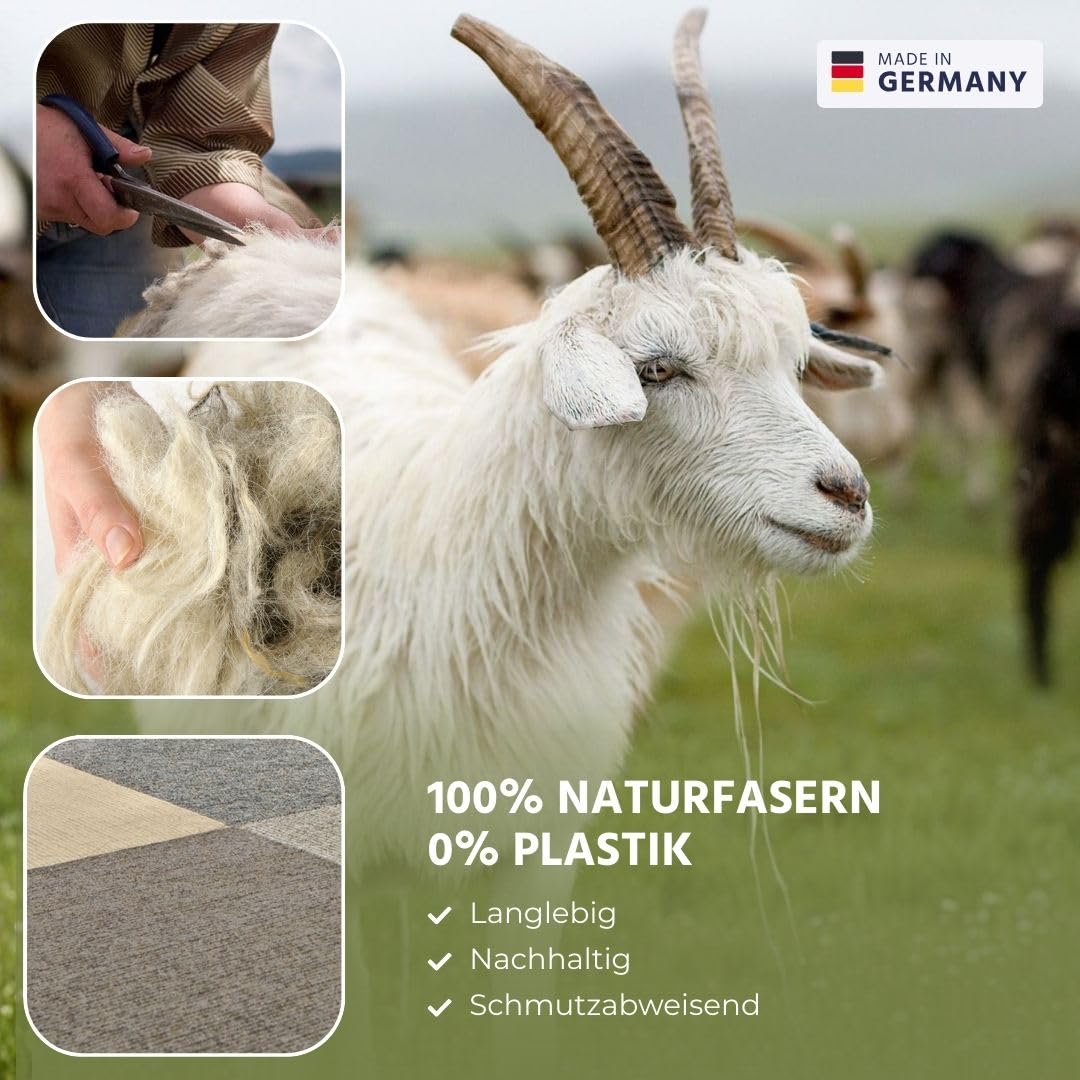 Tretford Interland Teppich Teppichfliesen 50x50 cm selbstliegend | Farbwelt beige, 613 Marzipan, 1 Fliese