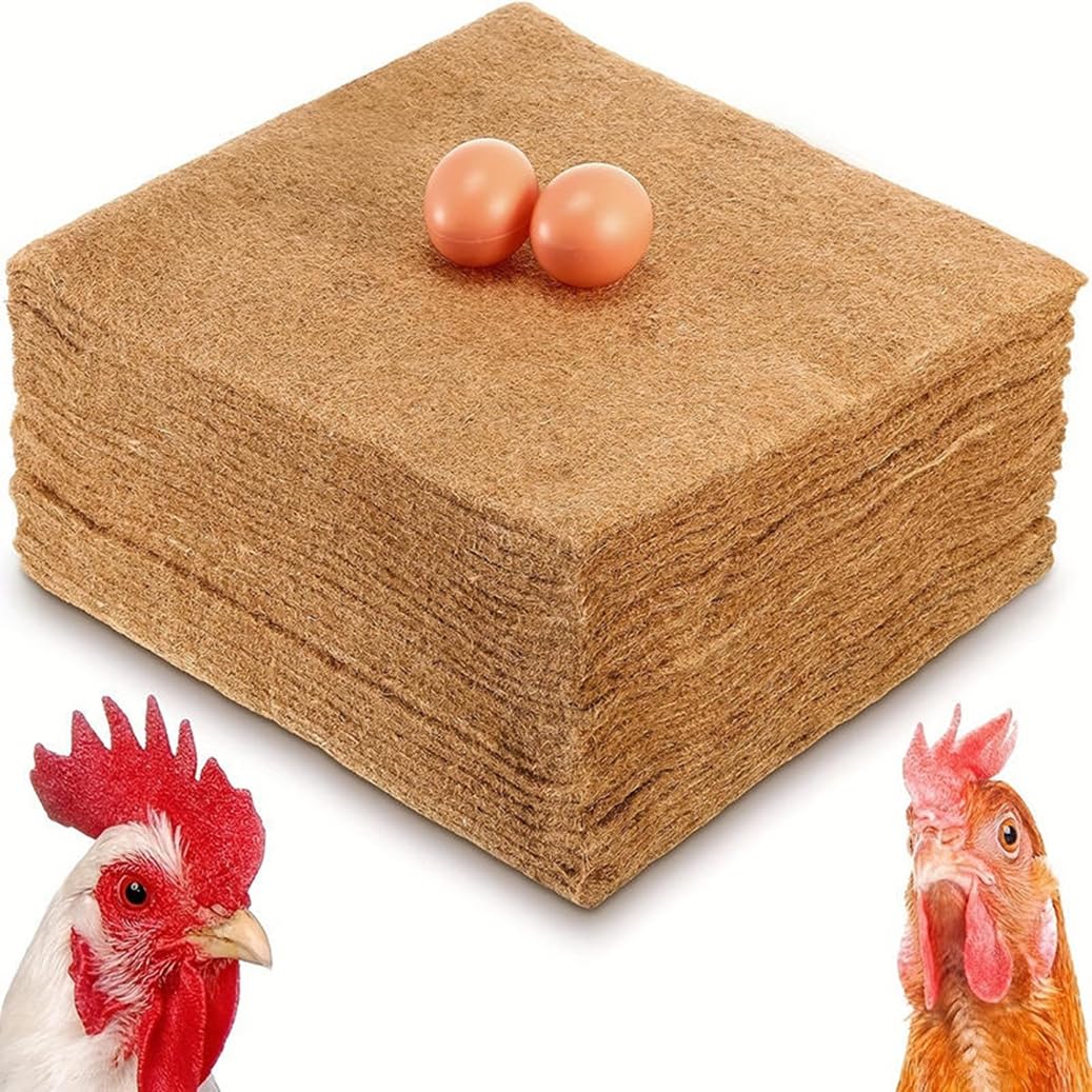 Oaieu 6Pcs-20 * 20Cm Natural Coconut Hemp Laying Hen Nesting Pads Chicken Nest Box Liner Warm Pads For Coop Pet Garden Lawn Indoor Outdoor(6Pcs-20 * 20Cm)