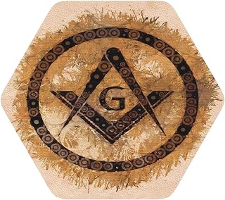Freemasonry Masonic Lodge Symbol PU Leather Coasters for Drinks Set of 4 Heat Resistant & Absorbent Hexagon