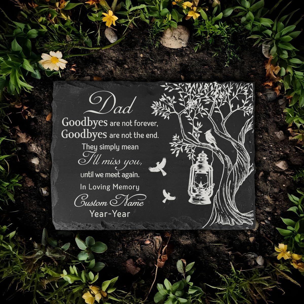 Personalized Memorial Garden Stone, Sympathy Slate Stone for Loss of Dad, Mom, Brother, Son, Remembrance Gift Plaques in Memory of Loved One (dad)