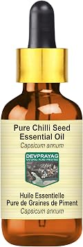 Pure Chilli Seed Essential Oil Capsicum annum with Glass Dropper Steam Distilled 15ml 0.50 oz