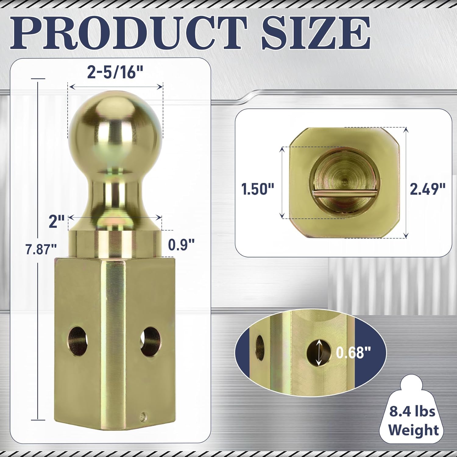 GNXA2000 Gooseneck Turn Over Ball 2-5/16" Replacement Gooseneck Hitch Ball Compatible with B&W Trailer Hitches-1 Year Warranty