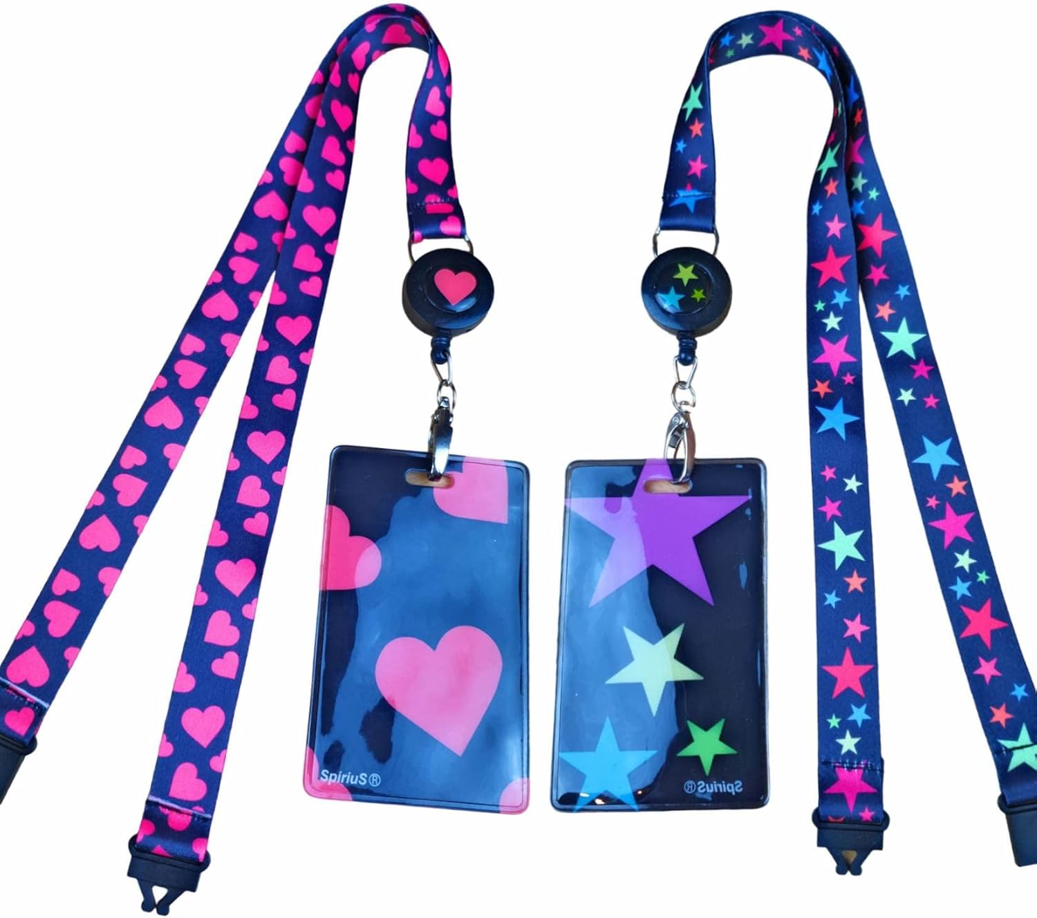 2 x Retractable Reel Breakaway Lanyards Neck Straps with Unique