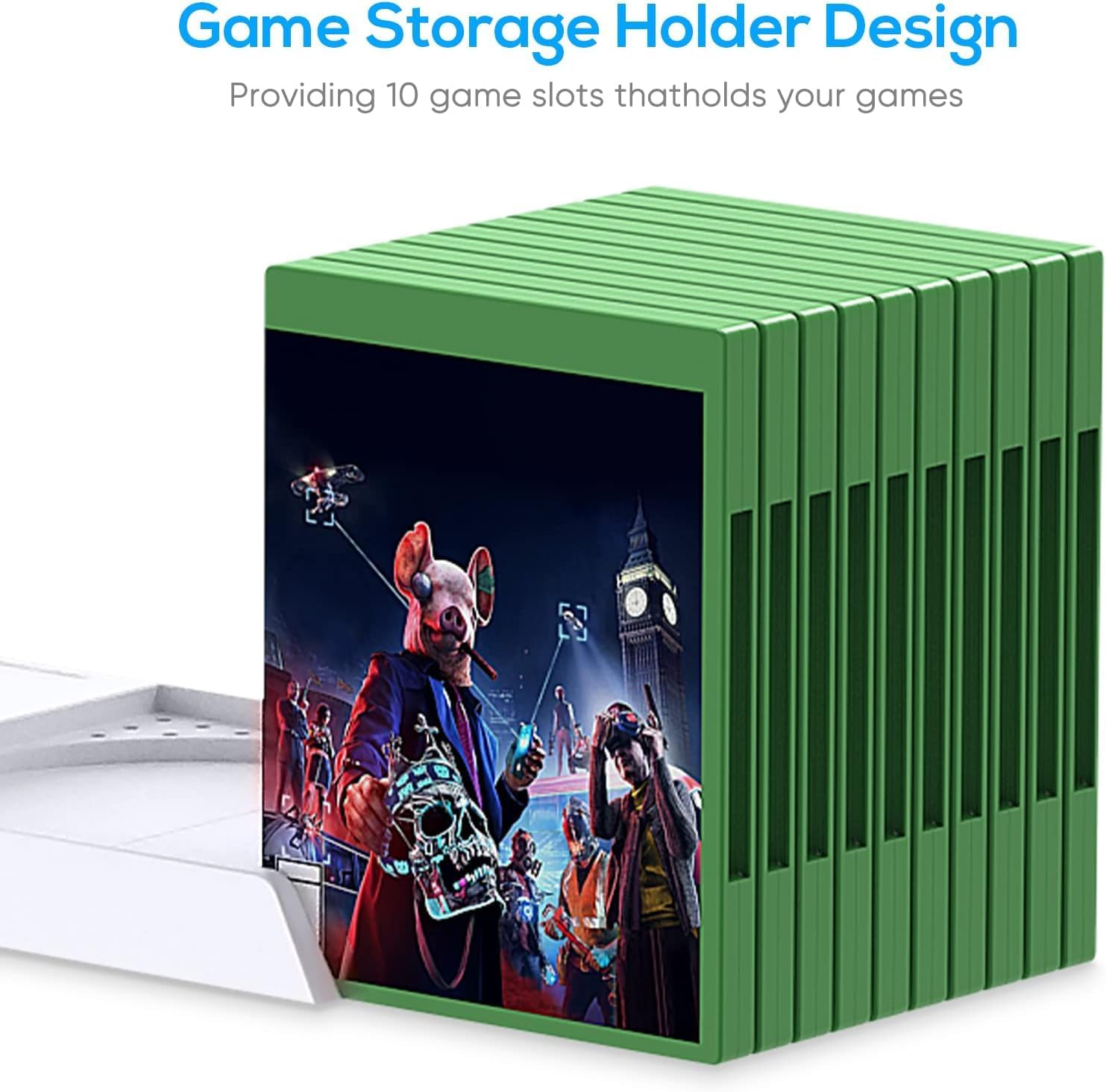 YUANHOT Vertical Cooling Stand Charging Station for Xbox Series X Console & Controller, Fan Cooling System for Xbox Series X Accessories with 1400mAh Rechargeable Battery, Headset Holder, Disc Storage
