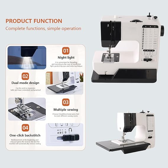 Sewing and Quilting Machine with 38 Built in Stitch, Lightweight Portable Sewing Machine DIY Quilting Sewing Machine for Home Clothes Beginners Adults 4 Step Buttonhole