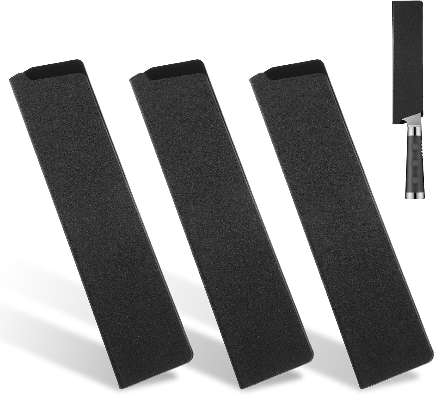 Tucnoeu 3-Pack Universal Knife Guards 8.6x2.2in Waterproof ABS with Felt Lining - Safe Kitchen Storage & Travel Protection