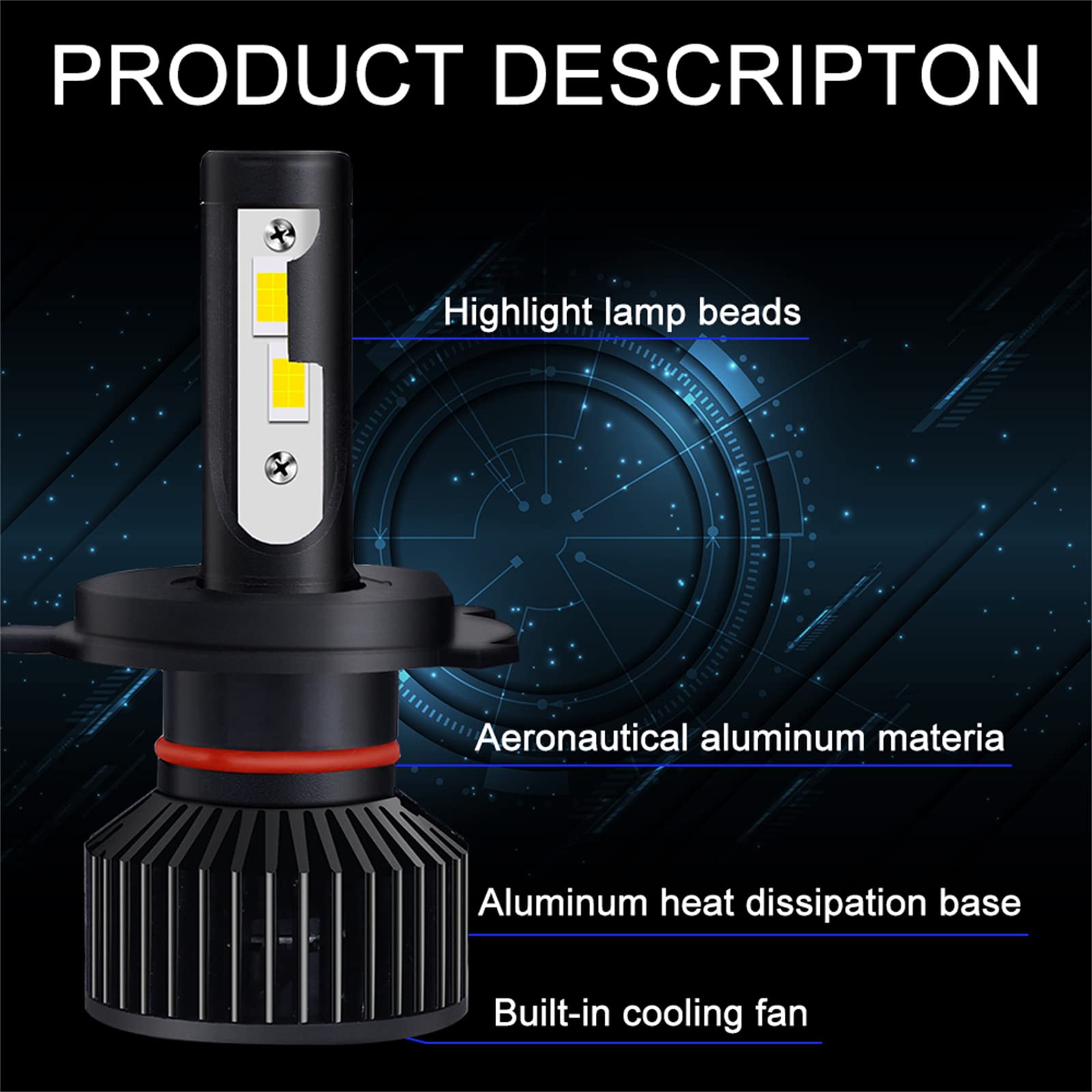 Lampadine Per Fari A LED, Luci A LED Super Luminose Bianche 6000K, Kit Di Conversione Fari IP68 Lampadine A LED Per Fari Abbaglianti E Anabbaglianti Per Auto,H7