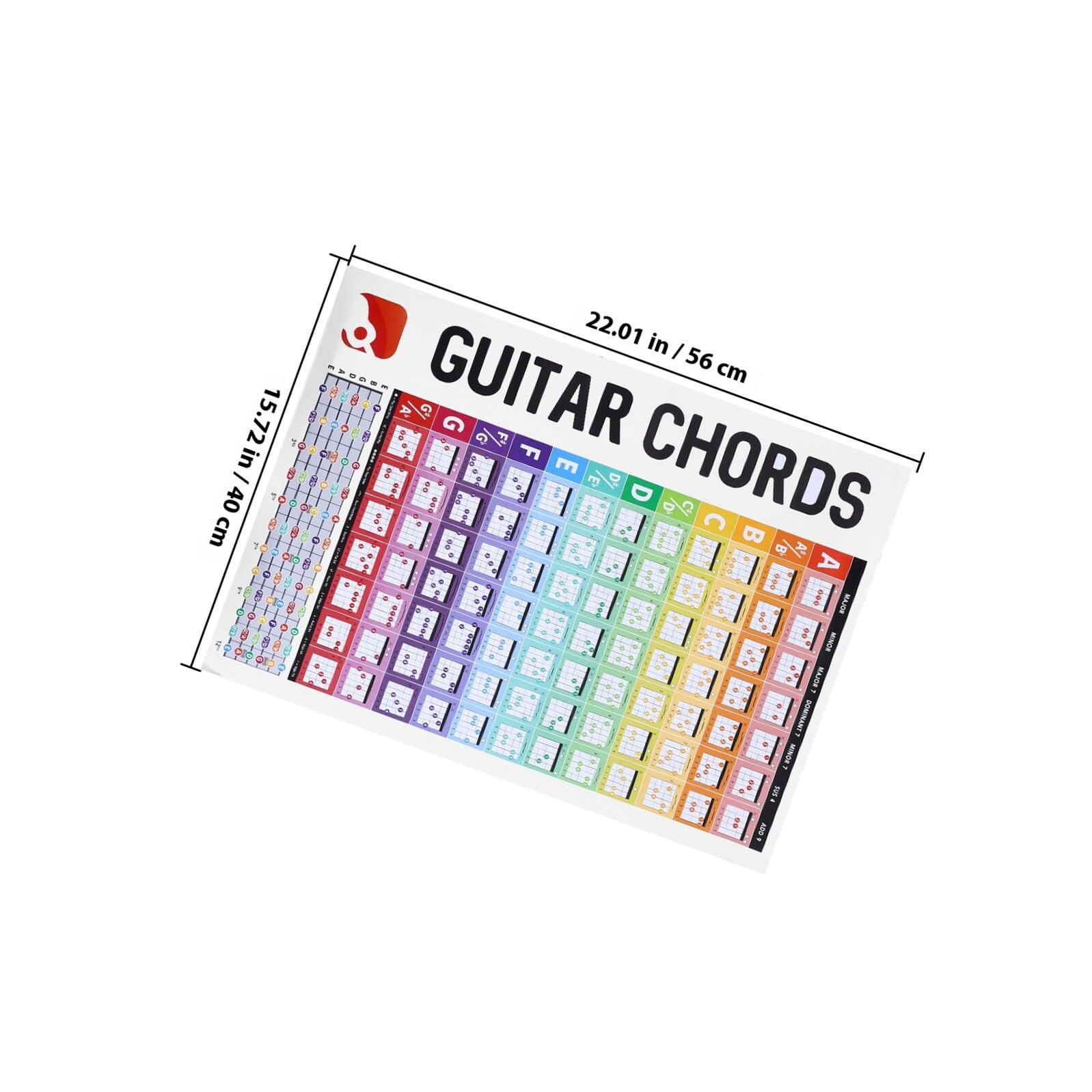 GLEAVI Gitarren Leicht Lesbar Akkordtabelle mit Großen Buchstaben Poster aus Beschichtetem Papier zum Üben für Anfänger Am Notenständer