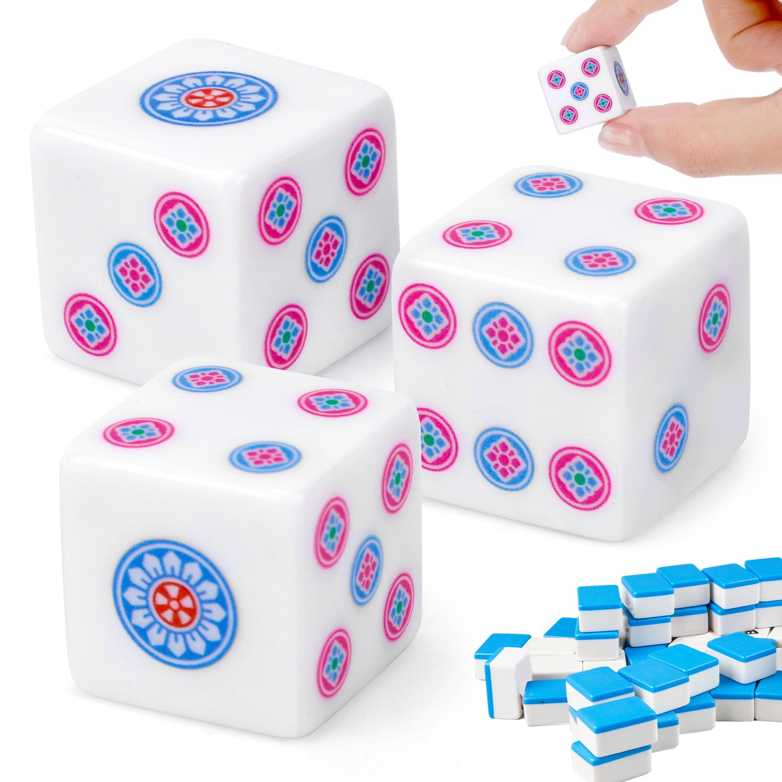 Gosknor 3pcs 20mm/0.79in Acrylic Mahjong Dices Set for Party Games