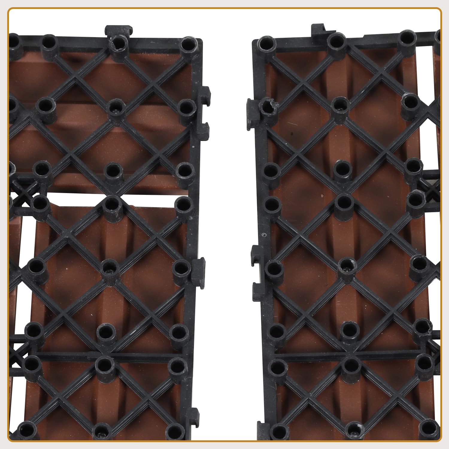 Randaco Baldosas para terraza de WPC, 30 x 30 cm, juego de 44 para 4 m², sistema de clic, suelo para balcón y terraza, tablones de terraza, resistentes a la intemperie con drenaje, marrón