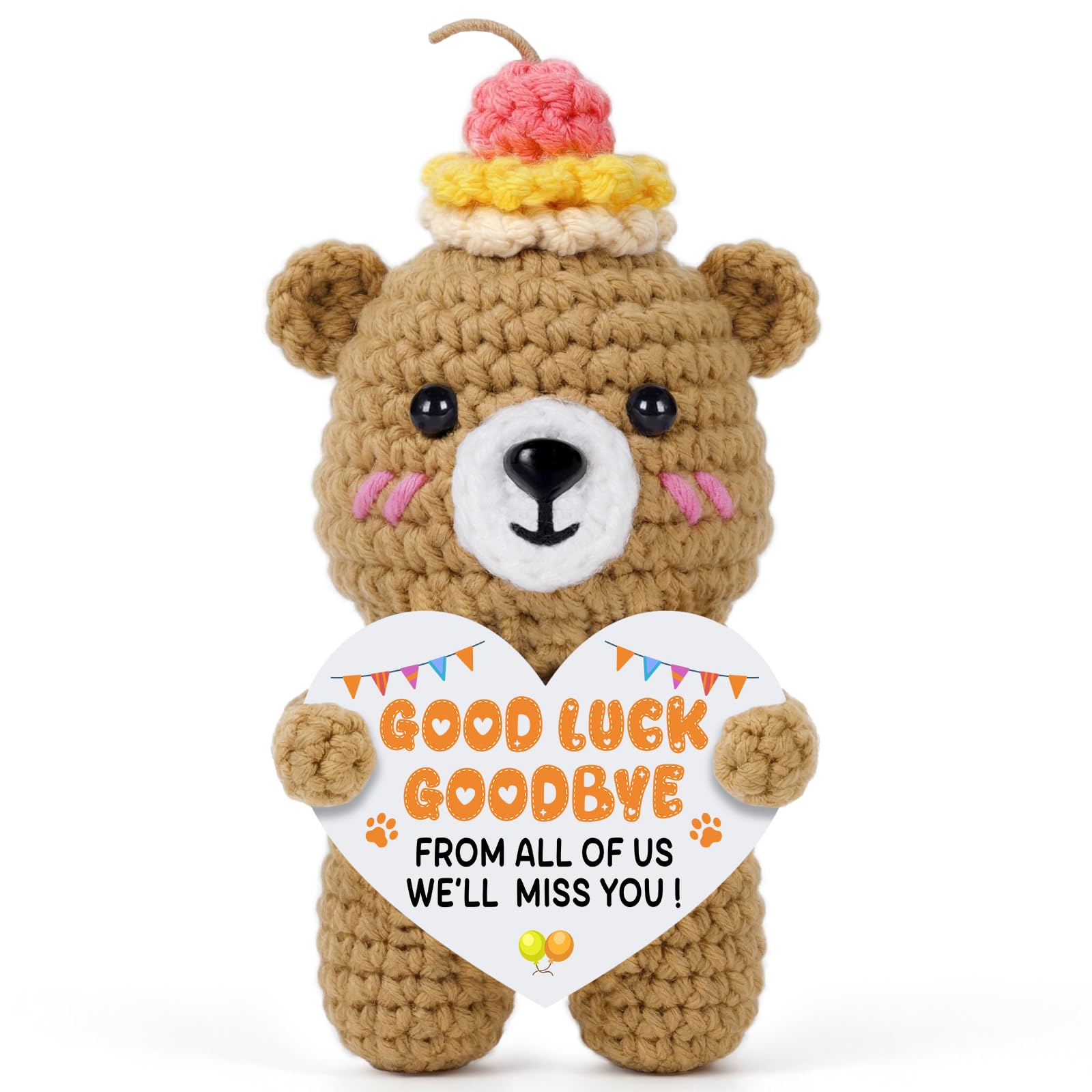 Buioata Retirement Gifts for Women, Leaving Gifts for Colleagues Women, Good Luck Gifts - Handmade Crochet Bear, Leaving Gifts for Friends Christmas Farewell New Job Birthday Thank You Bestie Friend