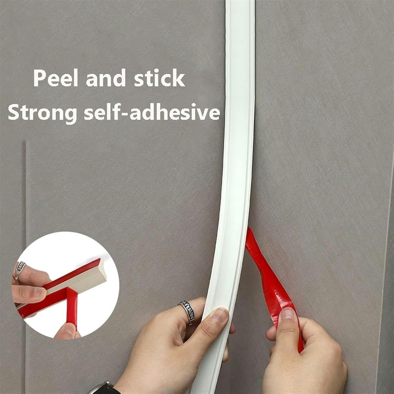 9.8ft Extra Large Self-Adhesive Quarter Round Trim Flexible Caulk Moulding Trim Strips Waterproof Caulk Strip Skirting Floor Edging Strip for Wall Corner, Floor, Ceiling, Tile Edge (Color : Creamy-Wh