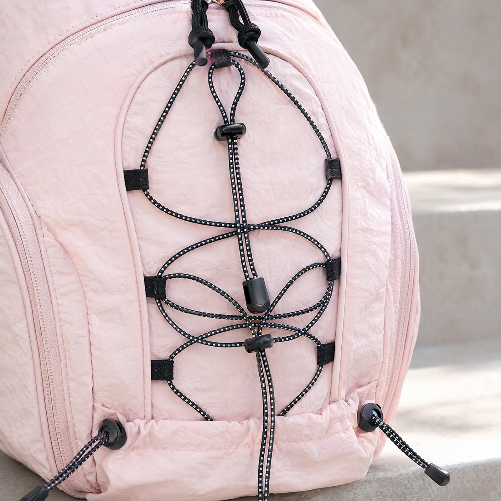 Zaino a cordone in nylon ultra leggero per le donne, sacchetto da viaggio casual da 12 pollici, cinghie curve borsa a spalla di moda di strada alla moda