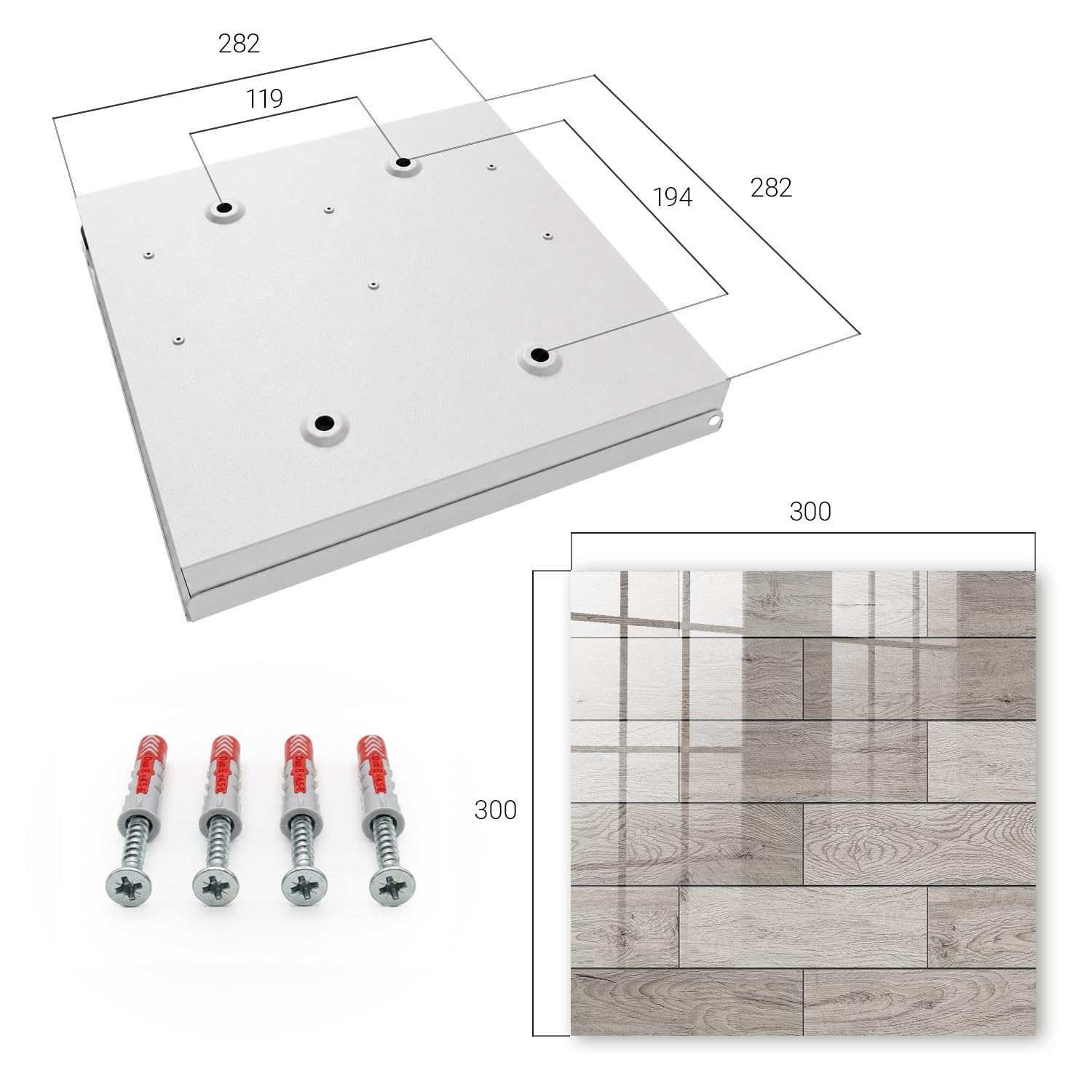 Cassetta portachiavi 30x30 cm Legni grigi Porta Sinistra Bianco | Appendiabiti | Bacheca | Vetrinetta | Nicchia | Casellario | Armadio | Gancio | Quadro | Mobiletto | Contenitore | Supporto