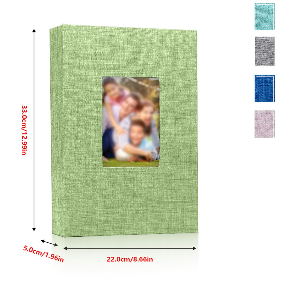 Albums photo de 15,2 x 10,2 cm, 300 poches, couverture en lin, grand livre photo avec fenêtre à l'avant, espace mémo pour cadeaux de mariage, famille, vacances
