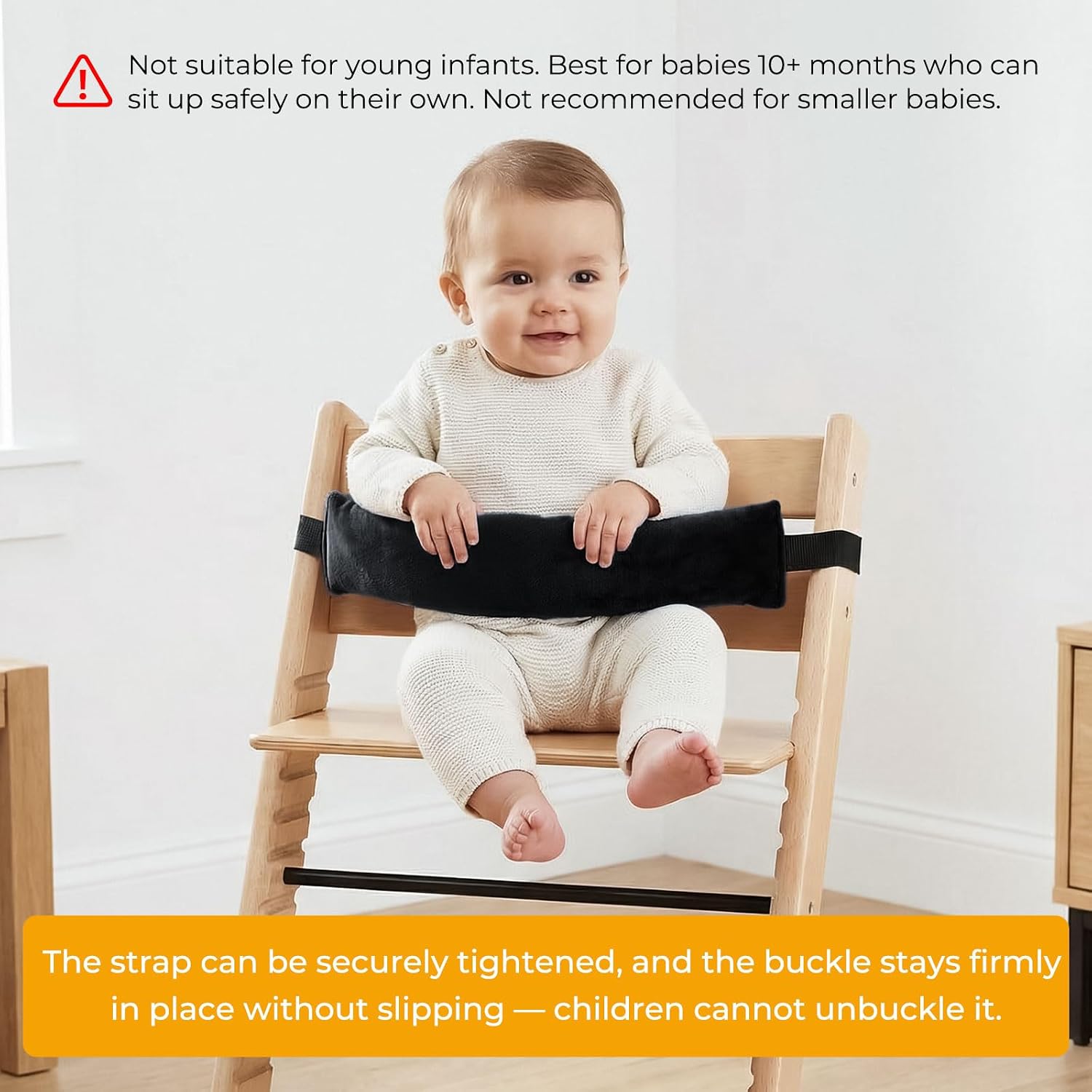 High Chair Straps, Universal Baby Safety Strap, Highchair Harness for Infant&Toddler's（Black）