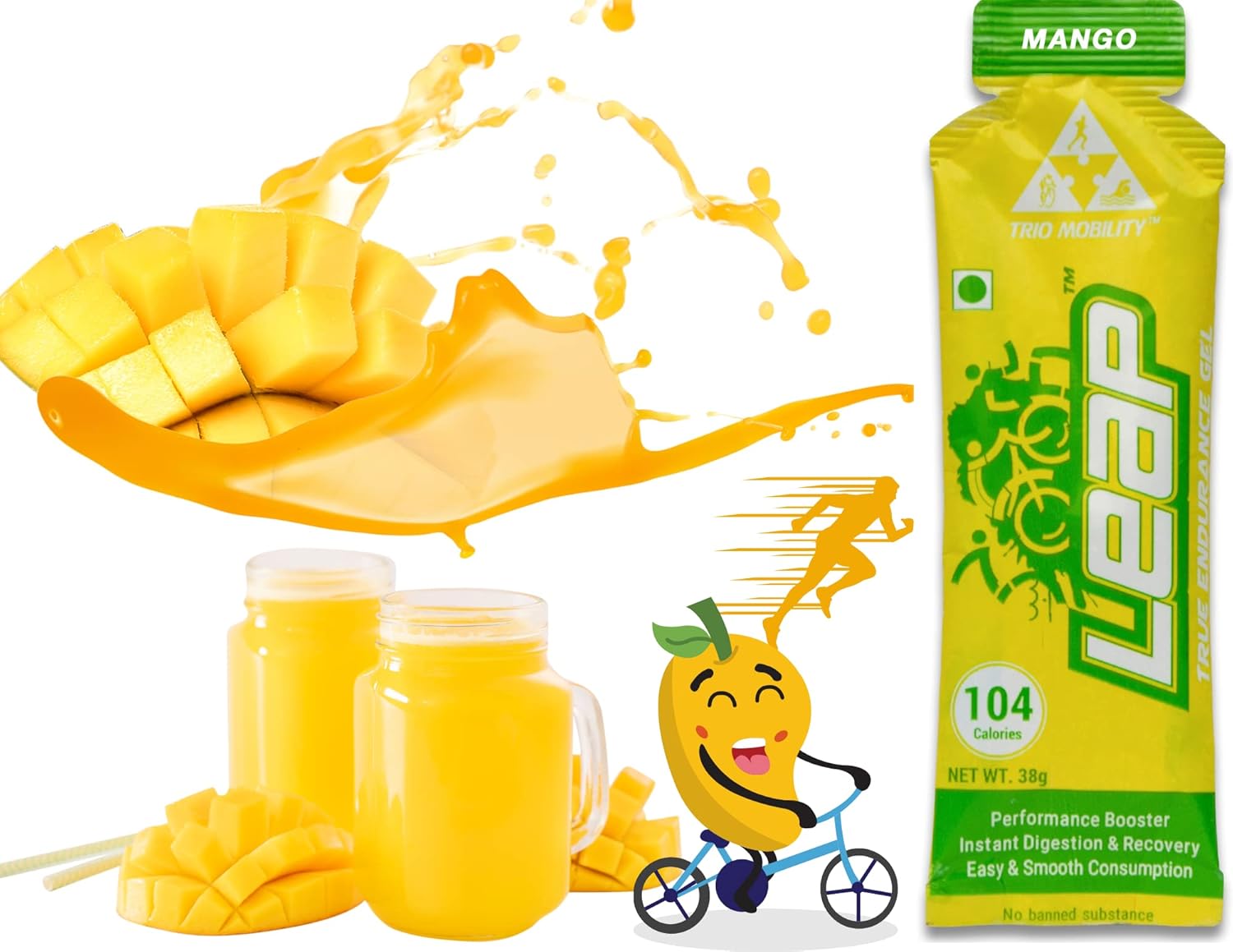 5 Sachets of LEAP Endurance Gels for Running, Energy gel for cycling