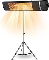 Carbon Fiber Infrared Patio Heater 1500W IP65 Waterproof - Remote Control, Wall/Tripod Mount, Silent for Patio Balcony