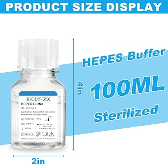 HEPES Buffer, 0.1um Filtration Sterilized, 7.3 pH, for Prepare Protein Extraction Buffer, Cell Culture Buffer, Ready to Use Solution, 100ml/Bottle, 6 Bottles/Case
