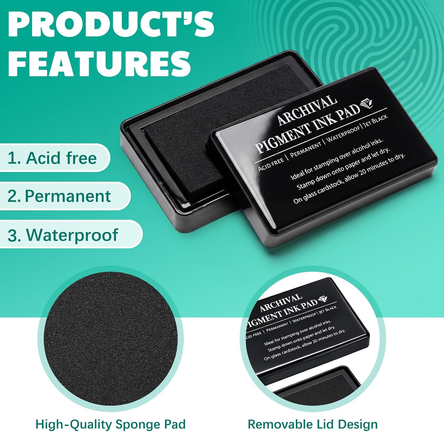 ForraFun 4 Pcs Large Black Ink Pad Bulk for Stamps 3.7 x 2.5 Inch Permanent Waterproof Ink Pad for Card Making Stamping Scrapbooking Archive Gift