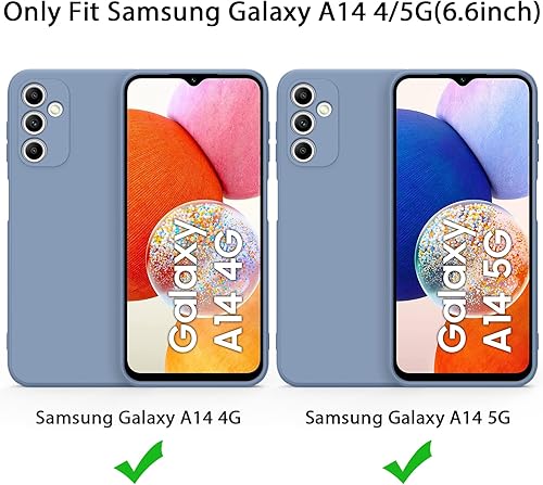 Miniatura 2 de AK Paquete de 2 fundas para Samsung Galaxy A14 4G 5G, elegante funda protectora de silicona líquida delgada de cuerpo completo para Samsung Galaxy