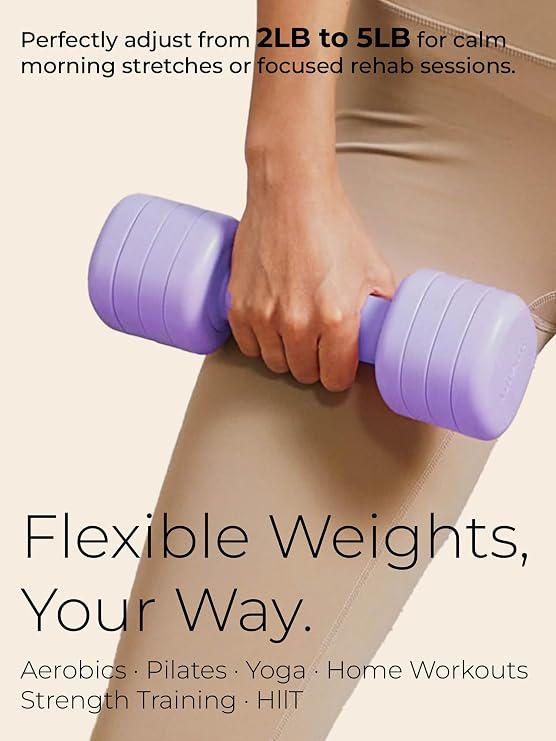 Purple Adjustable Dumbbell (5 lbs) and Pink Adjustable Kettlebell (12 lbs) Bundle
