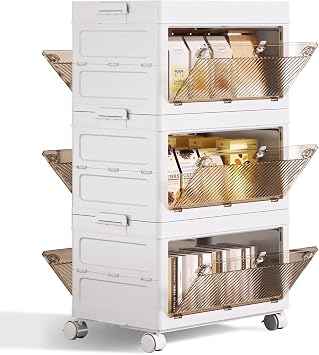 QudraKast 3-Tier Stackable Plastic Storage Bins - 67QT Stackable Storage Bins - Closet Organization Suitable for Bedroom, Organization and Boxes for Study, Toy Room, Office