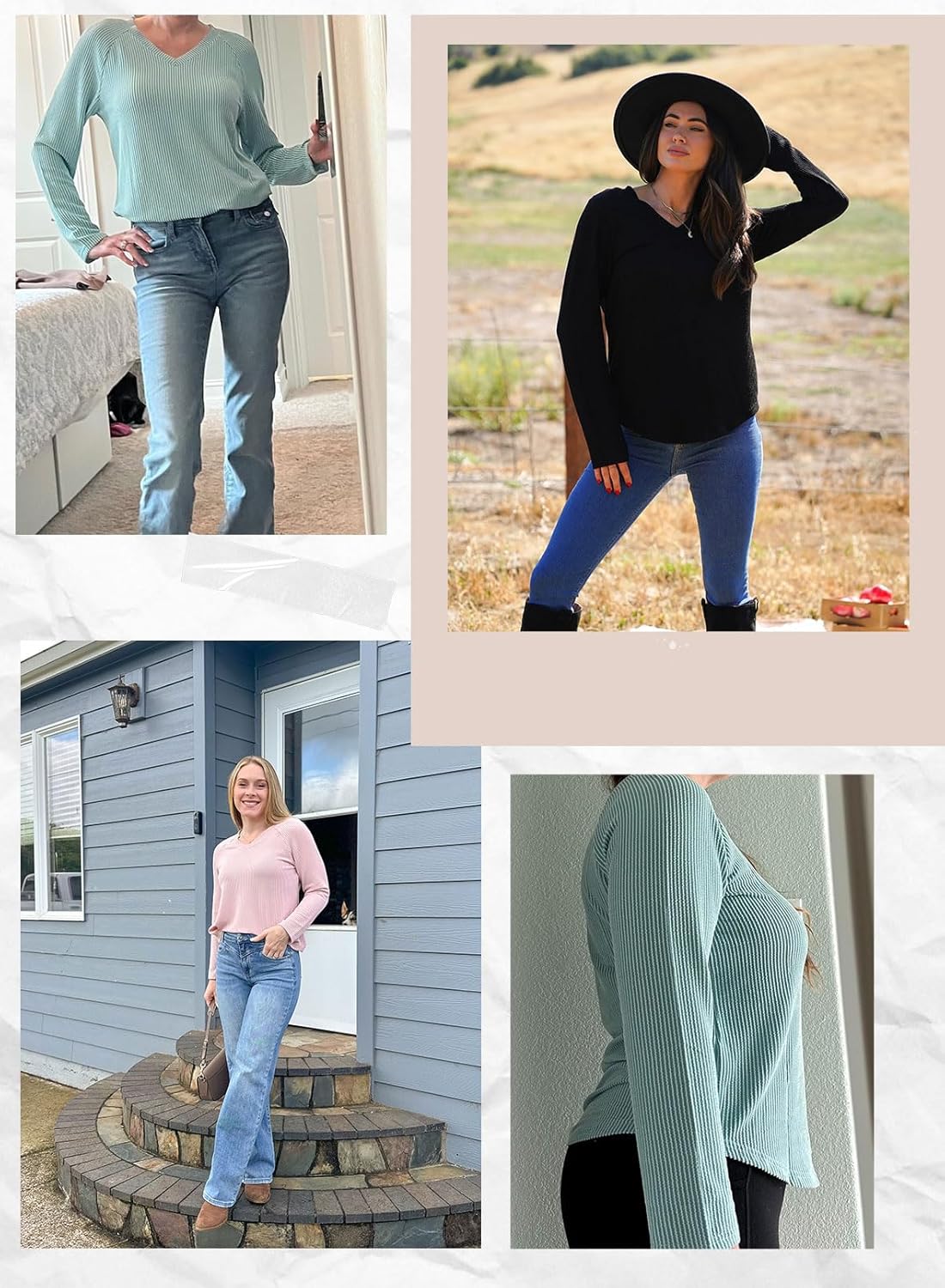 Dokotoo Spring Tops for Women 2026 Long Sleeve Ribbed Knit Teacher Shirts Fashion Clothing Women Blouses V Neck T Shirts - Image 7