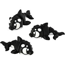 3D Printed Articulated Orca Killer Whale Fidget Toy 3 Pack Flexible Cute Animal Desk Decor, Adult Collectible Figure 3D Printed in USA