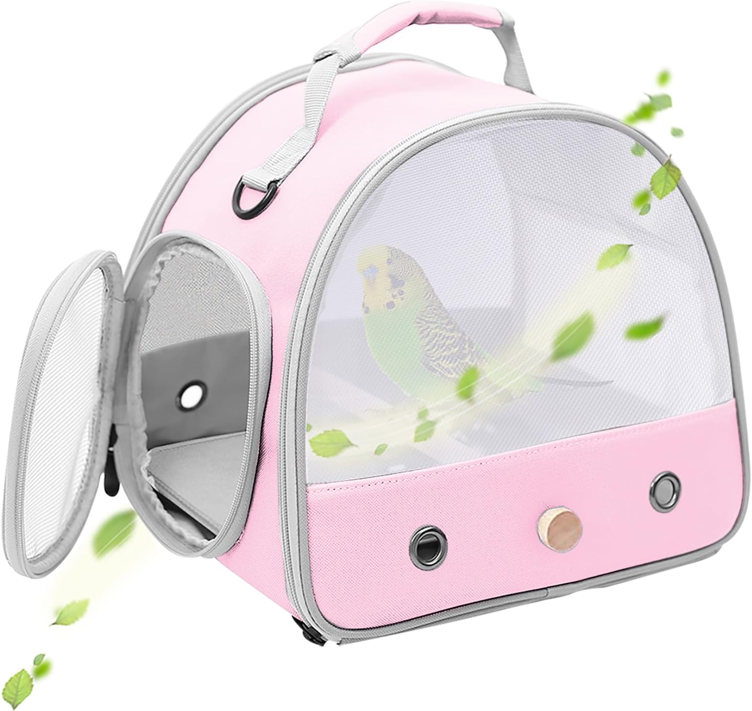 Bird Carrier, Portable Small Bird Parrot Parakeet Carrier with Standing Perch and Stainless Steel Tray, Side Access Window Collapsible